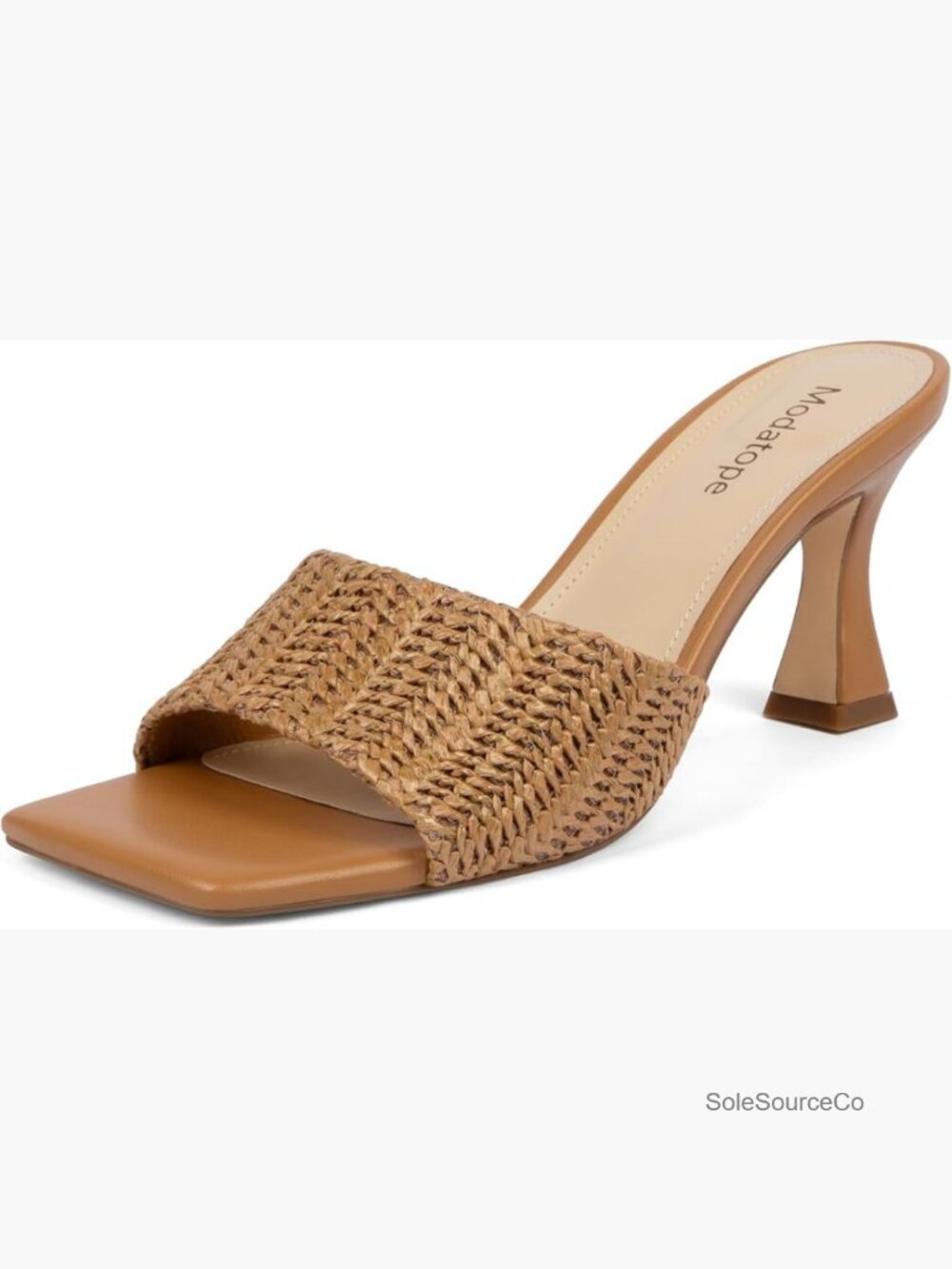 Open Square Toe Chunky Block Heel Slip On Sandals Women's 3in Heels